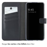 Selencia Étui portefeuille en cuir véritable Samsung Galaxy S25 Plus - Noir