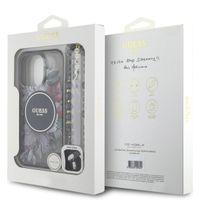 Guess MagSafe IML Flowers Case avec beads strap Apple iPhone 15 Pro Max - Noir