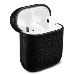 Accezz Coque en cuir véritable  Apple Airpods 1 / 2 - Noir