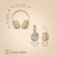 imoshion Édition Spéciale - Casque sans fil pour enfants avec imprimé léopard LED Light - Limiteur de décibels - Avec câble AUX - Léopard