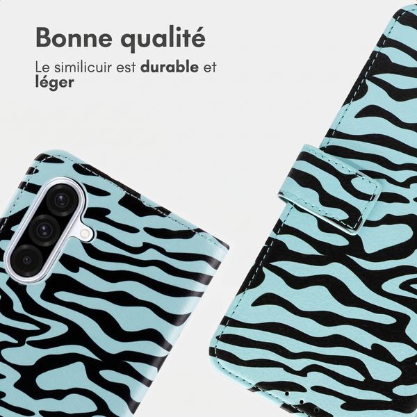 imoshion Étui de télephone portefeuille Design Samsung Galaxy A36 - Black Blue Stripes