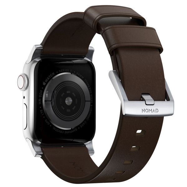 Nomad Bracelet moderne en cuir Apple Watch | 44/45/46/49 mm - Brown / Silver