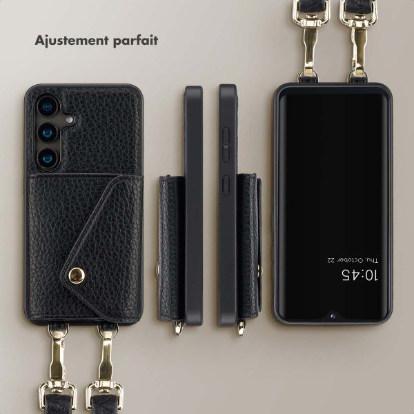 Selencia Coque de télephone Sera avec cordon et porte-cartes enveloppe Samsung Galaxy S24 - Noir