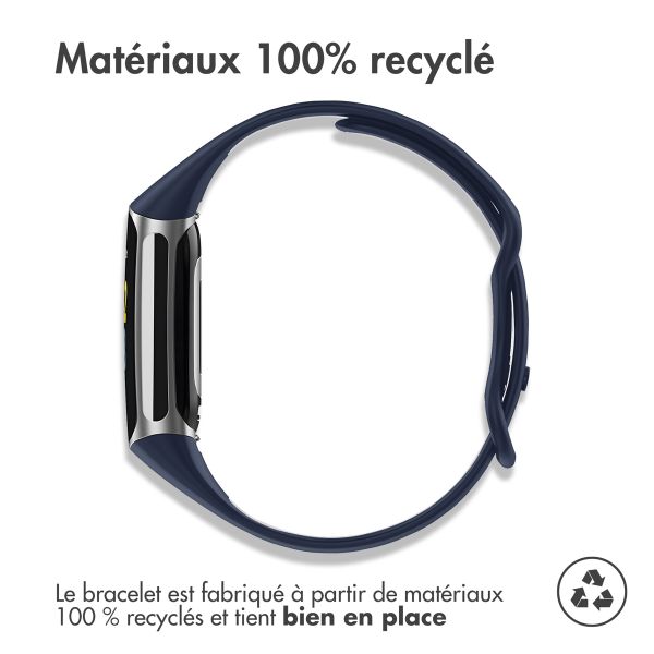 imoshion Bracelet Sport⁺ en silicone Fitbit Charge 5 / 6 - Dark Blue & White