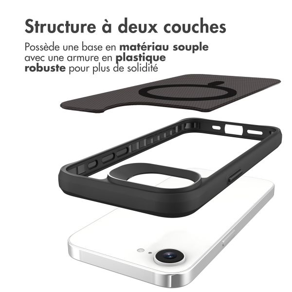 imoshion Rugged Hybrid Carbon Case avec MagSafe Apple iPhone 17e / 16e - Noir