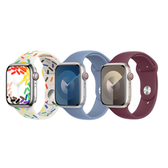 Apple 3 Pack Bracelet Sport pour Apple Watch | 38/40/41 mm - Taille M/L - Pride Edition/ Winter Blue/ Mulberry