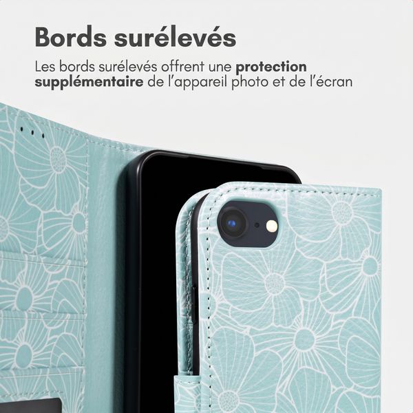imoshion Étui de télephone portefeuille Design Apple iPhone SE (2022 / 2020) / 8 / 7 / 6(s) - Botanica