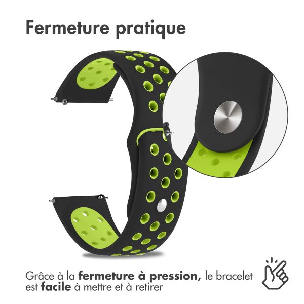 imoshion Bracelet sport en silicone  - Connexion universelle 18 mm - Black & Lime
