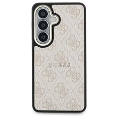 Guess Coque arrière en cuir 4G avec MagSafe Samsung Galaxy S26 - Gold Edge - Pink