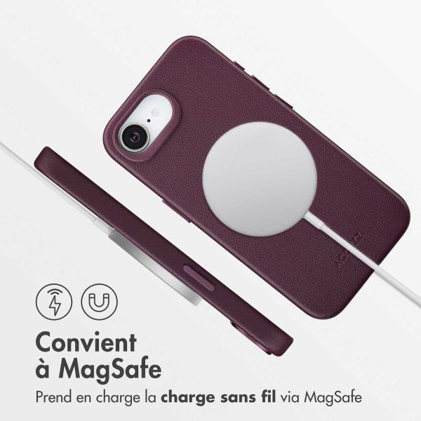 Accezz Coque arrière en cuir avec MagSafe Apple iPhone 17e / 16e - Heath Purple