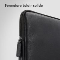 Accezz Pochette ordinateur Leather avec fermeture éclair 13-14 pouces - Noir