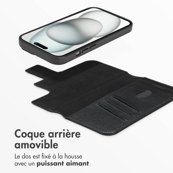 Accezz Étui de télephone portefeuille en cuir 2-en-1 avec MagSafe Apple iPhone 15 - Onyx Black