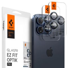 Spigen Optik Pro EZ Fit Lens Protector - Protection d'objectif de caméra (lot de 2) Apple iPhone 17 Pro (Max) / 16 Pro (Max) / 15 Pro (Max) / 14 Pro (Max) - Blue Titanium