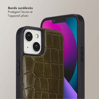 Selencia Coque de télephone Nova Croco avec cordon et porte-cartes Apple iPhone 14 / 13 - Dark Olive