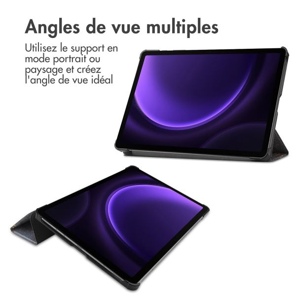 imoshion Coque tablette Design Trifold Samsung Galaxy Tab S9 11.0 pouces / S10 Lite / S10 FE / S9 FE 10.9 pouces - Black Marble