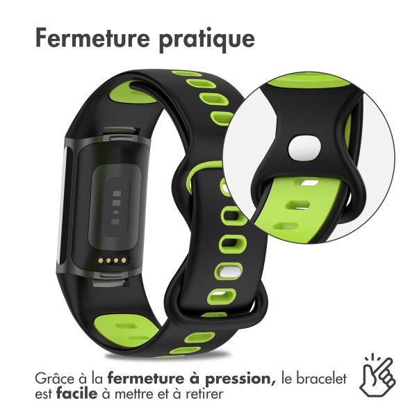 imoshion Bracelet Sport⁺ en silicone Fitbit Charge 5 / 6 - Black & Green