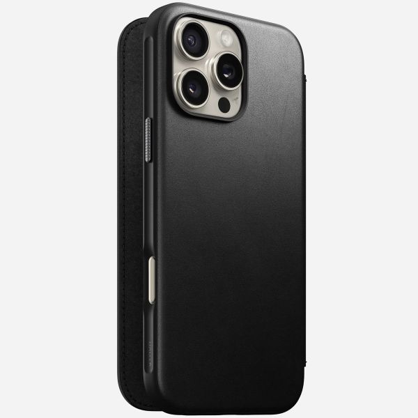 Nomad Étui de télephone portefeuille Modern Leather Folio Apple iPhone 16 Pro Max - Noir