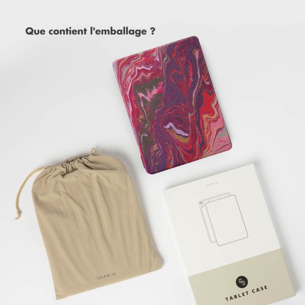 Selencia Coque tablette Vivid Apple iPad 11 (2025) 11 pouces A16 / iPad 10 (2022) 10.9 pouces - Marble Plum