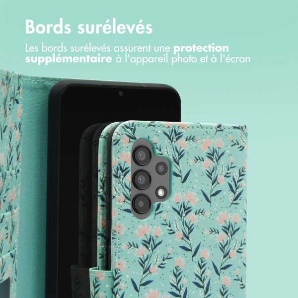 imoshion Étui de télephone portefeuille Design Samsung Galaxy A13 (4G) - Blue Flowers