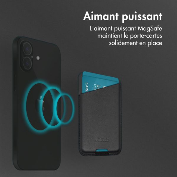 Accezz Porte-cartes en cuir - Compatible avec MagSafe et Qi2 - Onyx Black