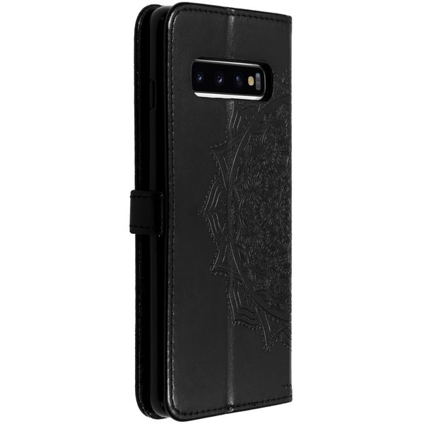 Etui de télephone portefeuille Mandala Samsung Galaxy S10 - Noir