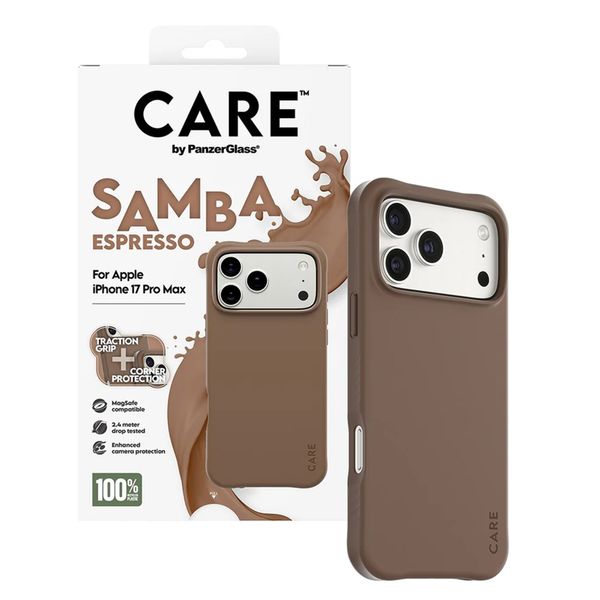 CARE by PanzerGlass Étui tendance Samba avec MagSafe Apple iPhone 17 Pro Max - Espresso Brown