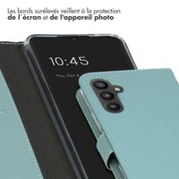 Selencia Étui portefeuille en cuir véritable Samsung Galaxy A34 (5G) - Air Blue