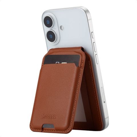 Accezz Portefeuille en cuir avec support - Compatible avec MagSafe et Qi2 - Sienna Brown