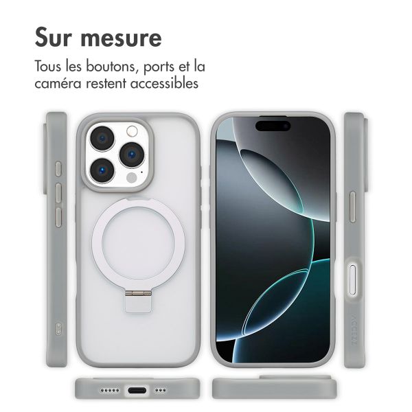 Accezz Coque Ring Stand avec MagSafe Apple iPhone 16 Pro - Gris