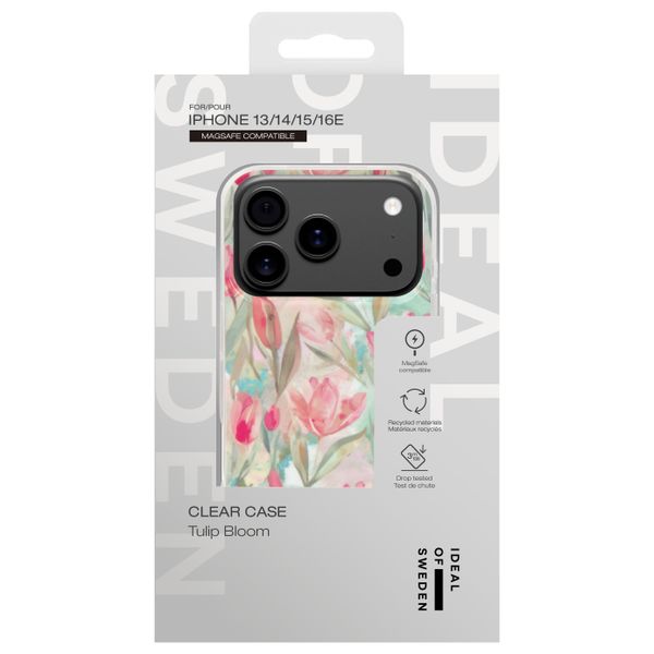 iDeal of Sweden Coque Clear MagSafe Apple iPhone 17e / 16e / 15 / 14 / 13 - Tulip Bloom