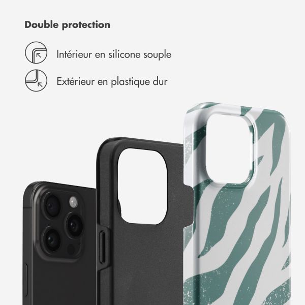 Selencia Coque arrière Vivid Apple iPhone 15 Pro Max - Colorful Zebra Pine Blue