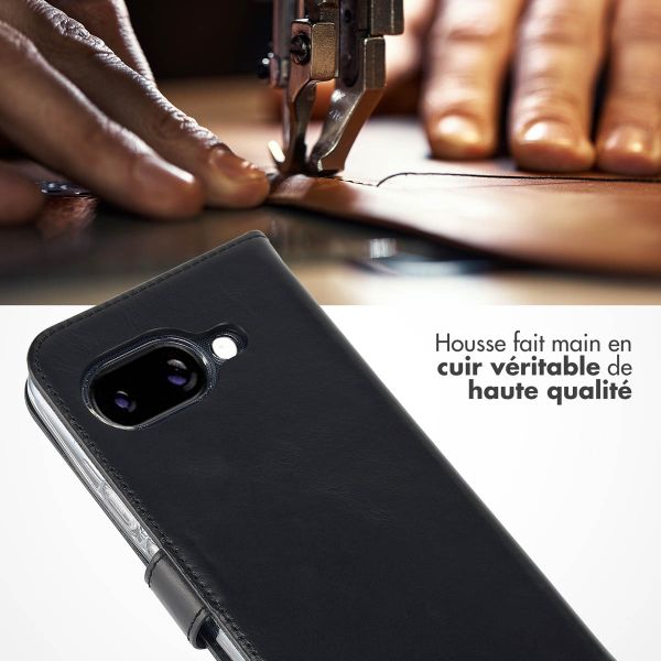 Selencia Étui portefeuille en cuir véritable Google Pixel 9A - Noir