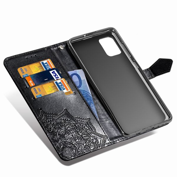 Etui de télephone portefeuille Mandala Samsung Galaxy A51 - Noir