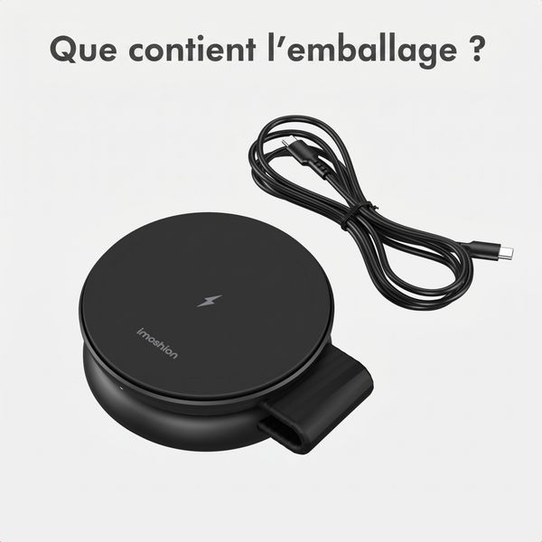 imoshion Chargeur de voyage sans fil 2-en-1 25 W - Smartphone / Écouteurs / Samsung Watch - Qi2.2 - Noir