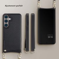 Selencia Coque de télephone Nova avec cordon et porte-cartes Samsung Galaxy S24 - Noir