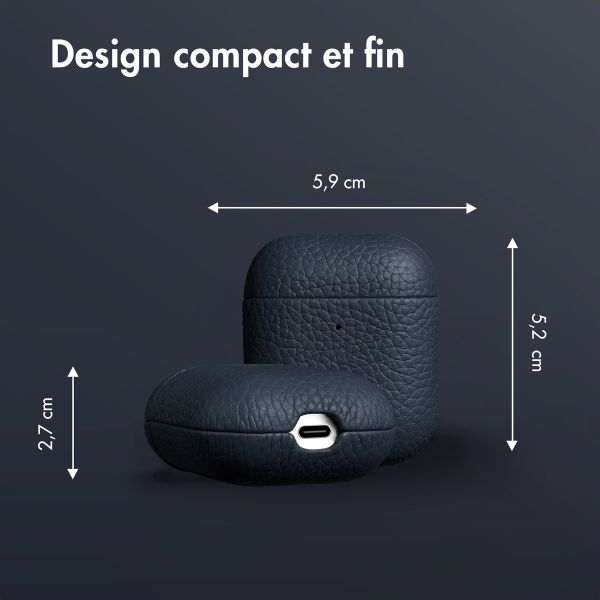 Accezz Coque en cuir véritable  Apple Airpods 1 / 2 - Bleu foncé