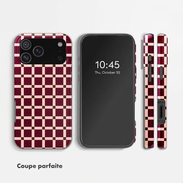 Selencia Coque arrière Vivid Apple iPhone 18 Pro Max / 17 Pro Max - Check This Burgundy
