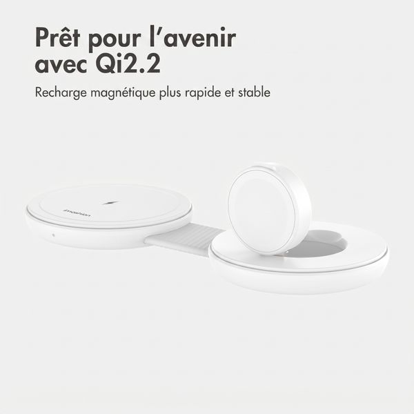 imoshion Chargeur de voyage sans fil 2-en-1 25 W - iPhone / AirPods / Apple Watch - Qi2.2 - Blanc