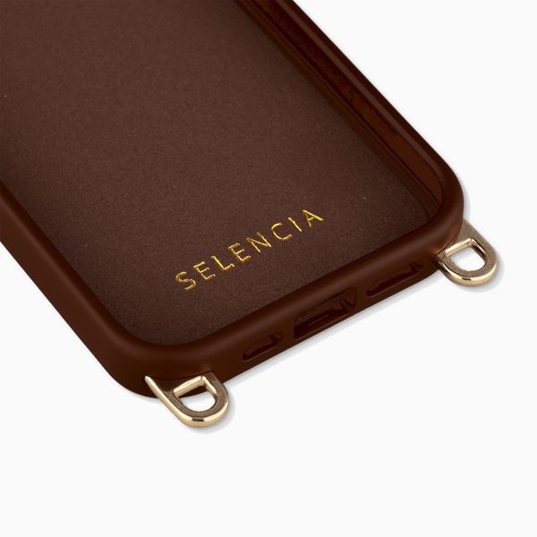 Selencia Coque arrière Rivièra avec MagSafe avec crochets amovibles Apple iPhone 15 Pro - Choco Brown