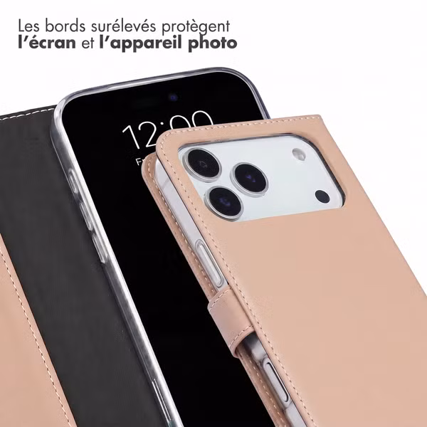 Selencia Étui portefeuille en cuir véritable Apple iPhone 18 Pro / 17 Pro - Dusty Pink