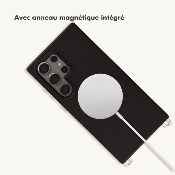 Selencia Coque arrière Rivièra avec MagSafe avec crochets amovibles Samsung Galaxy S24 Ultra - Velvet Black