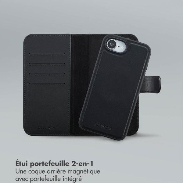 Selencia Étui portefeuille amovible Olyn avec MagSafe Apple iPhone 17e / 16e - Noir