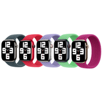 Apple 5 Pack Bracelet Solo tressé Apple Watch | 38/40/41/42 mm - Taille 2 - Lake Green/ (PRODUCT)RED/ Lavender/ Bright Green/ Magenta