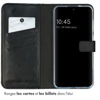Selencia Étui portefeuille en cuir véritable Samsung Galaxy A25 (5G) - Bleu
