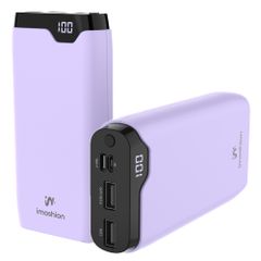 imoshion Batterie externe 20 000 mAh - Chargeur rapide 22,5 W - USB-C / USB-A - Lilas