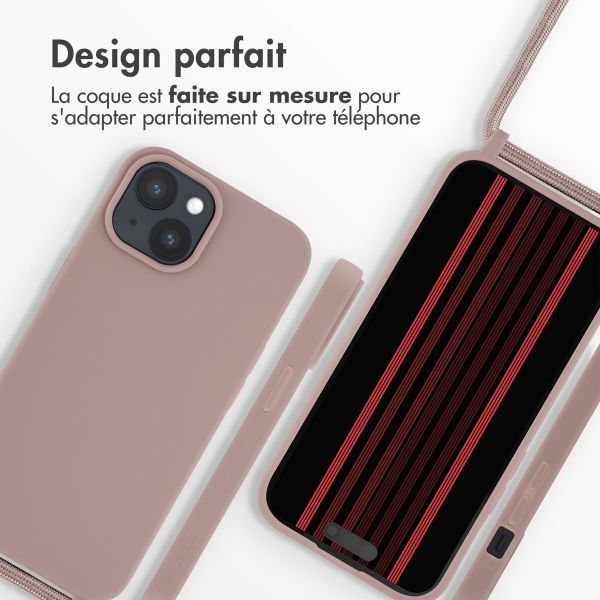 imoshion Coque en silicone avec cordon Apple iPhone 15 - Sand Pink