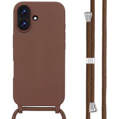 imoshion Coque en silicone avec cordon Apple iPhone 16 - Marron