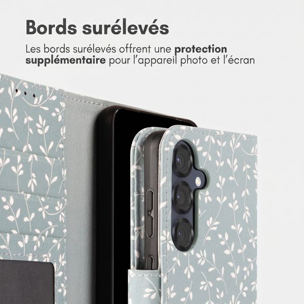 imoshion Étui de télephone portefeuille Design Samsung Galaxy S25 - Smoke Green Flowers