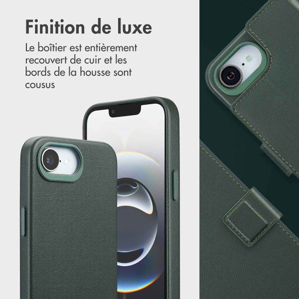 Accezz Étui de télephone portefeuille en cuir 2-en-1 avec MagSafe Apple iPhone 17e / 16e - Cedar Green
