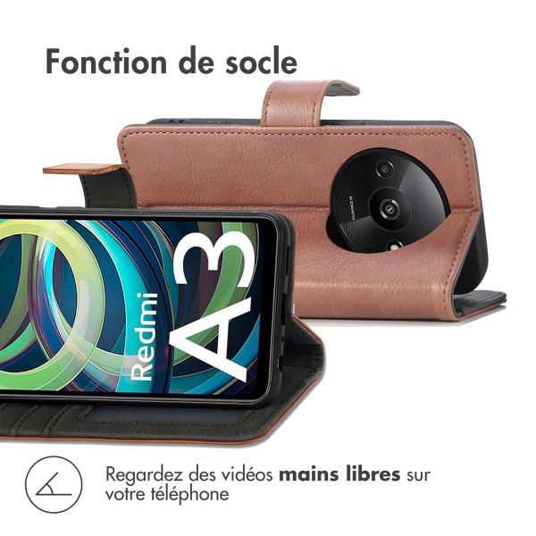 imoshion Étui de télephone portefeuille de luxe Xiaomi Redmi A3 - Marron